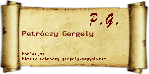 Petróczy Gergely névjegykártya